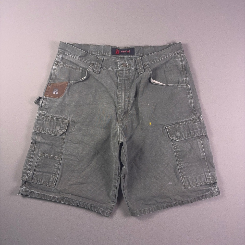 Wrangler Riggs Workwear Mens Green Ripstop Cargo Shorts Hammer Loop Utility 35